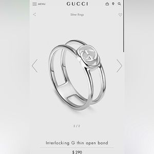 Silver Gucci Ring Interlocking G thin open band